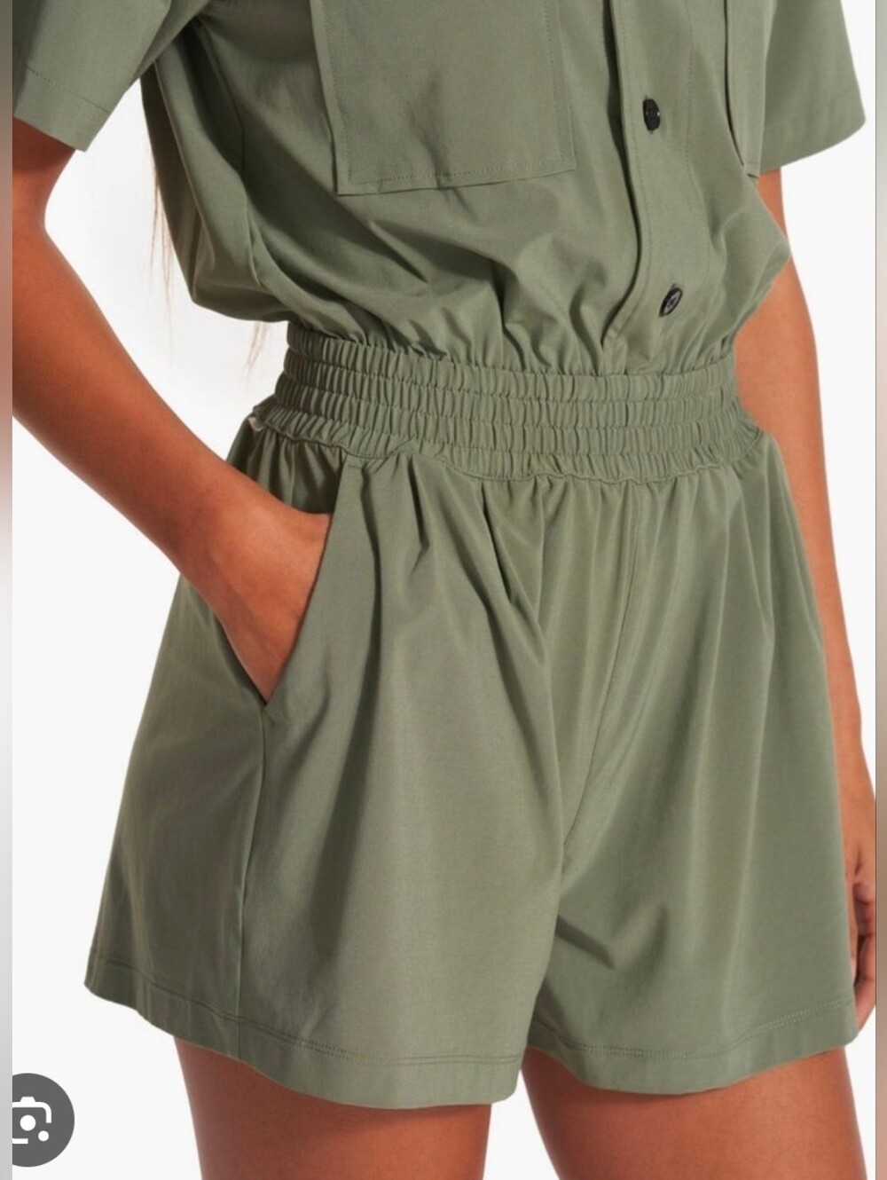 Vuori Villa Utility Romper Pistachio Green Utility Short Romper Size Small - Picture 2 of 16